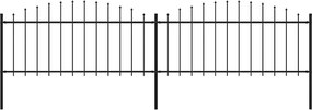 vidaXL fekete lándzsahegy tetejű acélkerítés (0,5-0,75) x 3,4 m