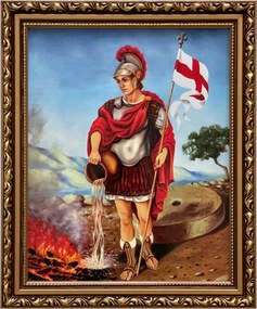 Vászonkép 29x24 Szent Flórián A Tűzoltók Védőszentje Arany Díszített Keret