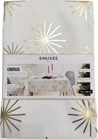 Fehér karácsonyi abrosz arany hópehely mintával Smukee 110x160 foltálló