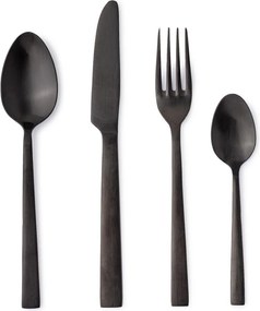 Fekete rozsdamentes acél négyszemélyes evőeszköz készlet 16 db-os Hestia – Bizzotto