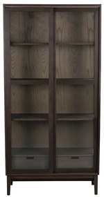 Barna tálalószekrény tolóajtóval, tölgyfa dekorral 100x203 cm Hazelton – Rowico