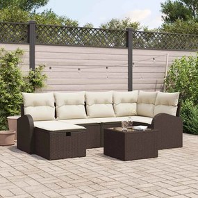 Kerti Kanapé Szett 7 pcs Barna és krémszínű 234 x 124 x 85 cm