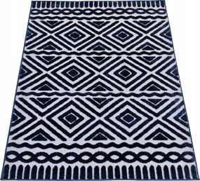 Szőnyeg 140x190 Boho Berber Hálószoba Nappaliba Sötétkék Divatos