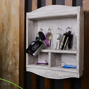 Fa kulcstartó szekrény MSL1585GR - szürke (22x27x6 cm) - vidékies stílusú