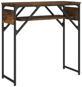 füstös tölgy színű szerelt fa tálalóasztal polccal 75x30x75 cm
