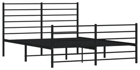 fekete fém ágykeret fej- és lábtámlával 135 x 190 cm
