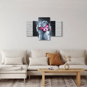 Kép - Rózsaszín pillangó a falon (90x60 cm)