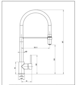 Pyramis 90939901 - SERINA fekete matt mosogató csaptelep flexibilis karos