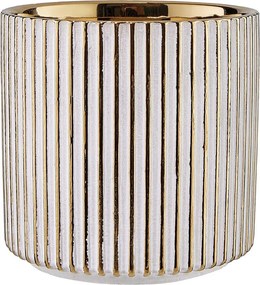 GOLDIE kaspó, fehér-arany csíkos Ø12cm
