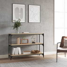sonoma tölgy színű fa és acél könyvszekrény 100 x 33 x 70,5 cm