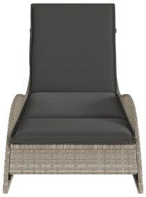 Világosszürke polyrattan napozóágy párnával 60x205x73 cm
