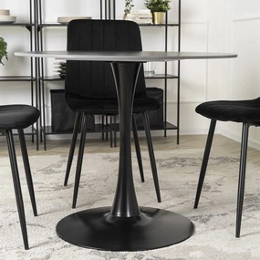 Fekete Márványhatású Kerek Étkezőasztal. SANDER 90 cm