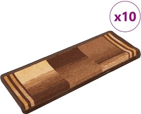 vidaXL 10 db barna öntapadó lépcsőszőnyeg 65x21x4 cm