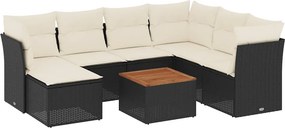 vidaXL 8 részes fekete polyrattan kerti ülőgarnitúra párnákkal