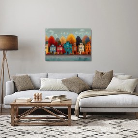 Üveg kép - Festett őszi város (70x50 cm)