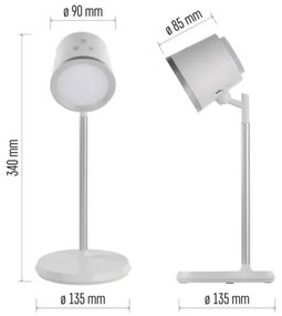 LED Dimmelhető újratölthető asztali lámpa 4in1 LED/6W/3,7V 3000K/4000K/6500K fehér