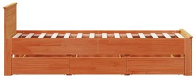 barna tömör fenyőfa ágy matrac nélkül fejtámlával 100 x 200 cm