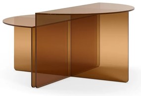 Barna üveg kerek dohányzóasztal szett 2 db-os ø 80 cm Velta – MOME