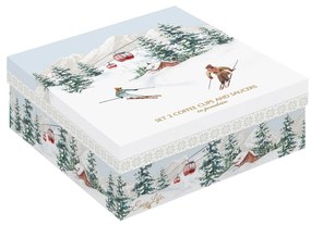 Karácsonyi porcelán kávés csésze 2 db díszdobozban Chalet