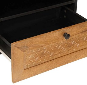 TV szekrény fiókkal Világosbarna 80 x 33 x 46 cm tömör mangófa