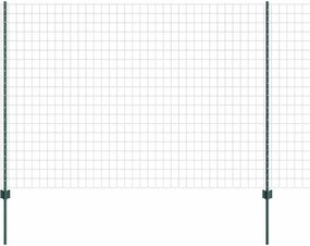 vidaXL Kerítés oszlopokkal Zöld 1,5 x 10 m Acél