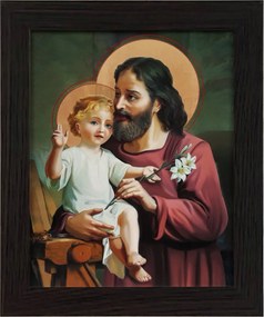 Vászonkép 30x25 Szent József Jézus Krisztus Keret Wenge