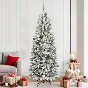 Műkarácsonyfa LED -es lámpákkal Fehér 210cm PVC