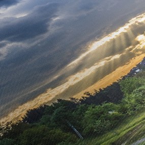 Tájkép sugarakkal (órával) (90x30 cm)