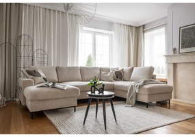 Bézs kordbársony kinyitható sarokkanapé (jobb oldali) Lofty Lilly – Miuform
