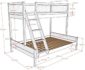 Fehér bükkfa emeletes gyerekágy ágyráccsal 140x200-90x200 cm Forrest – Vipack