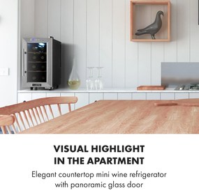 Klarstein Reserva 8 Uno, borhűtő, 23 liter, 8 palack, 11-18 ° C, 26 dB, rozsdamentes acél