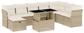 9 részes bézs polyrattan kerti ülőgarnitúra párnákkal