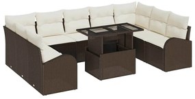 Kerti Kanapé Szett tárolóval 10 pcs Barna Poli rattan
