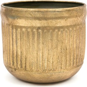 Virágtartó Fém Fedél Arany 13x15cm Bordázott Retro Antik 10