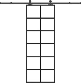 vidaXL ESG üveg és alumínium tolóajtó fémszerelvény-szettel 76x205 cm