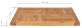 tömör tíkfa asztallap 70 x 70 x 2,5 cm
