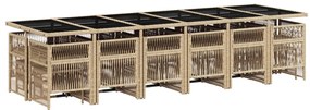 vidaXL 17 részes bézs polyrattan kerti étkezőgarnitúra párnákkal
