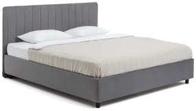 Szürke kárpitozott ágyneműtartós franciaágy ágyráccsal 180x200 cm Myra Slim Line – Bonami Selection