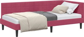 vidaXL Sarokágy keret fejtámlával Bordó 90 cm x 190 cm Bársony