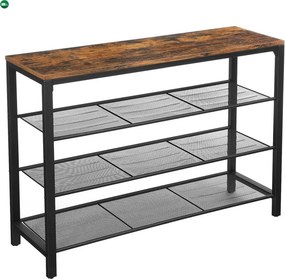 Cipőtároló polc 4 szintes, rusztikus barna 100x30x72cm