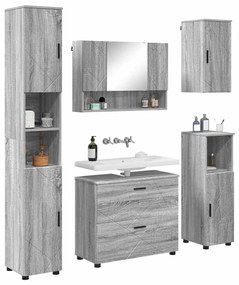Fürdőszoba bútor szett 5 pcs Szürke sonoma 30 x 35 x 192 cm