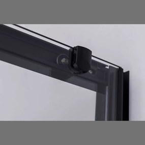 Stuxi Nizza Black 120x80 cm aszimmetrikus két tolóajtós zuhanykabin 6 mm vízlepergető biztonsági üveggel, fekete elemekkel, 190 cm magas, zuhanytálcával és szifonnal