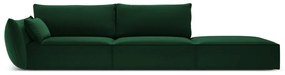 Sötétzöld bársony kanapé, bal oldali 264 cm Vanda – Mazzini Sofas