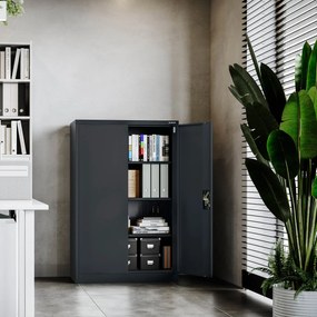 KEVIN irodai irattároló fémszekrény, 900 x 1400 x 400 mm, antracit