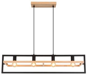 Globo 15575-4H - Kábellel függesztett ERICA csillár 4xE27/40W/230V fekete/bézs