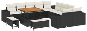Kerti Kanapé Szett 13 pcs Fekete és Krém 100 x 100 x 71 cm