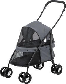 PawHut Összecsukható Kutyakocsi Kisebb Kutyák Számára Hálóablakokkal, Mosható Párnával, Biztonsági Övekkel és Acél Vázszerkezettel, Teherbírás: 15 kg,