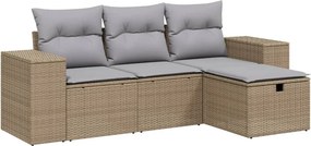 vidaXL 4 részes vegyes bézs polyrattan kerti ülőgarnitúra párnákkal