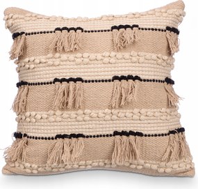 Dekorációs Párna Boho Bézs Négyzet Alakú 45 x 45 cm Rojtokkal