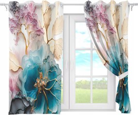 Függöny Kész Átvezetők Rövid 140x160 Átvezető Függöny Virágok 138
